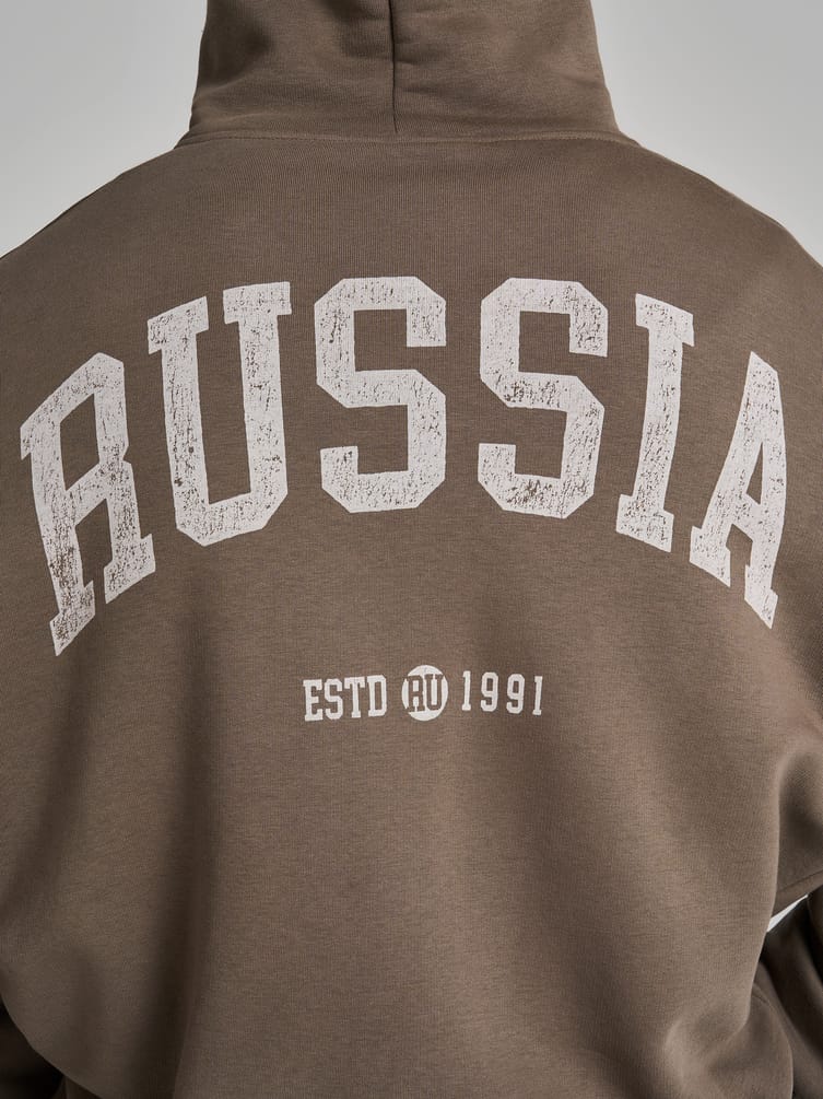 Зип худи оверсайз с надписью Russia и начесом