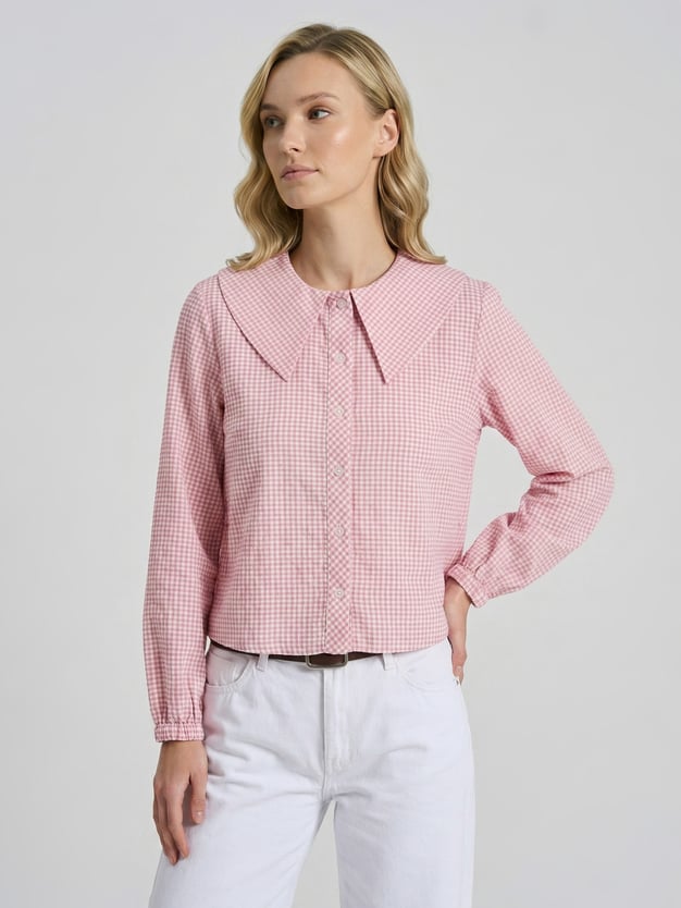 Рубашка в клетку с воротничком