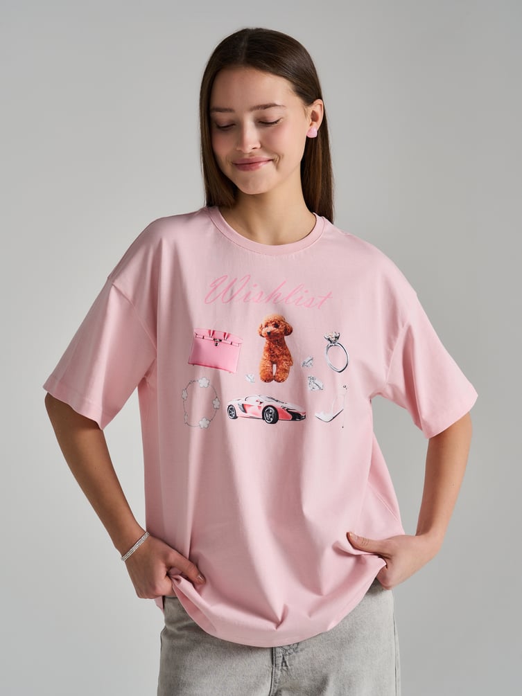 Футболка оверсайз из хлопка с принтом