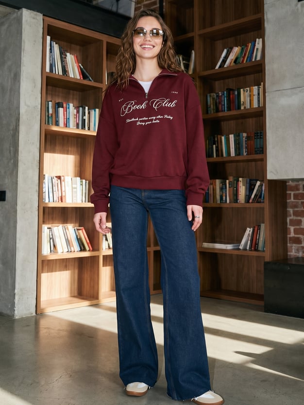 Свитшот Half-Zip с надписью