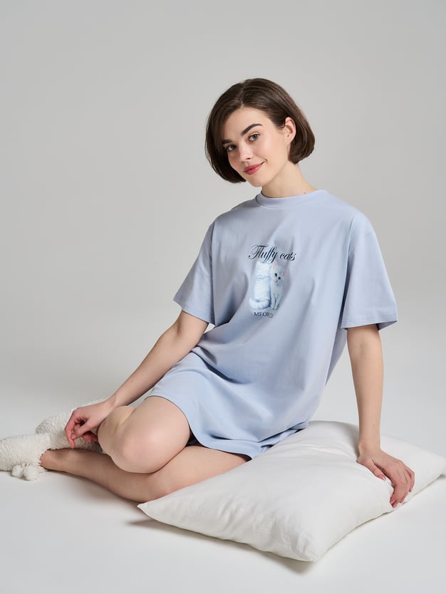 Ночная сорочка из хлопка с принтом