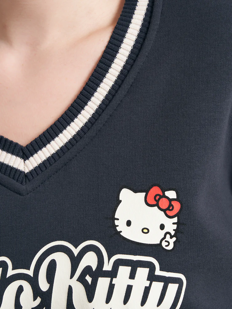 Теплый свитшот с принтом Hello Kitty и начесом