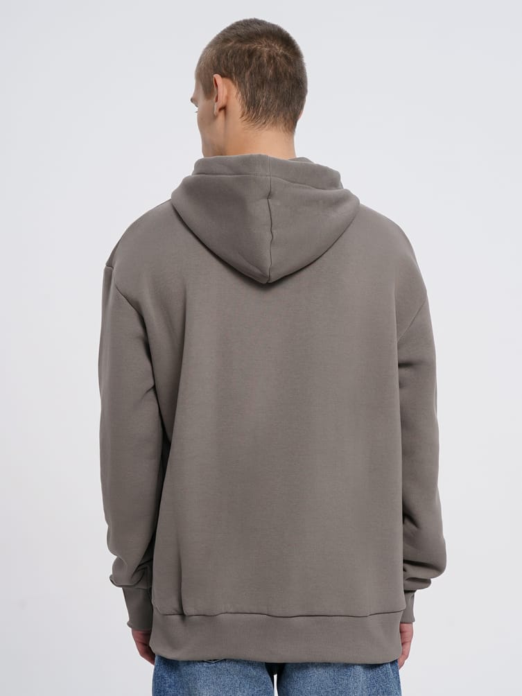 Утепленное однотонное худи