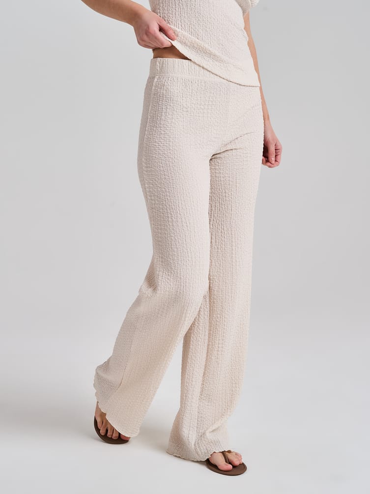 Брюки прямые летние из жатой ткани