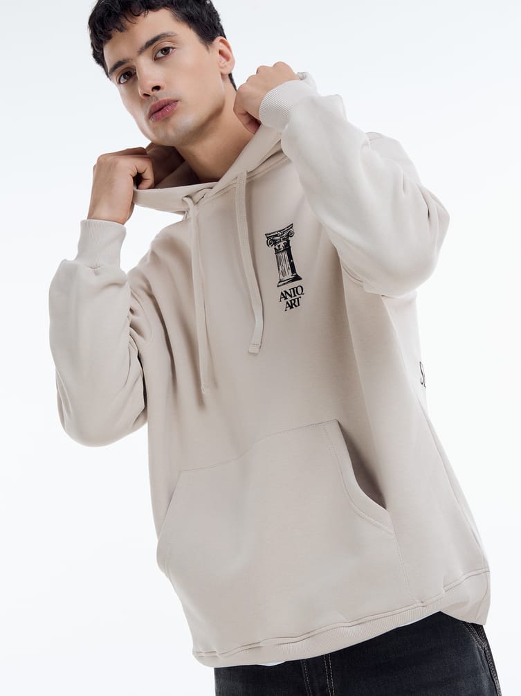 Худи оверсайз с принтом теплое с начесом