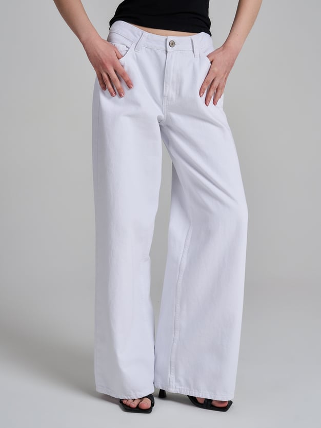 Джинсы широкие с вареным эффектом