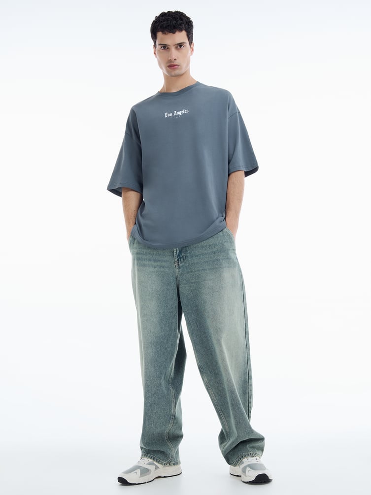 Футболка оверсайз с принтом ангелов на спине