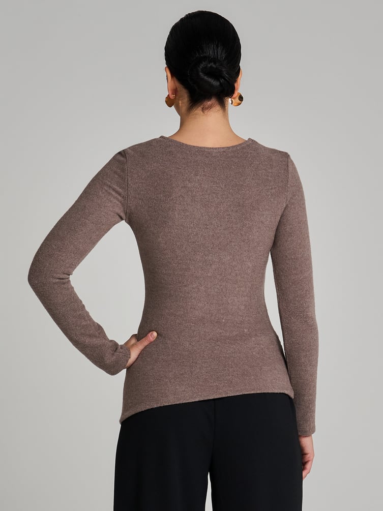 Лонгслив асимметричный с драпировкой