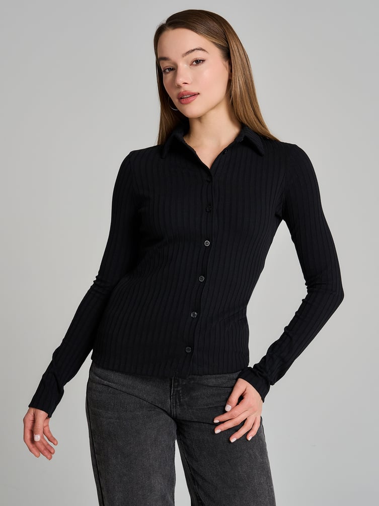 Кардиган в рубчик на пуговицах