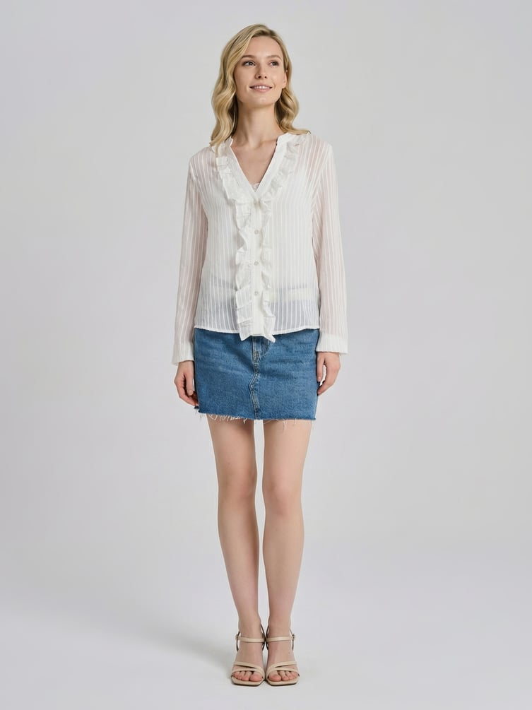 Рубашка шифоновая с воланами