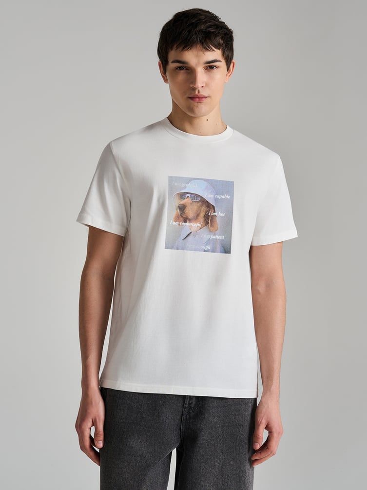 Футболка из хлопка с принтом собаки