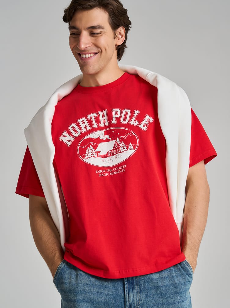 Футболка свободного кроя из хлопка с принтом