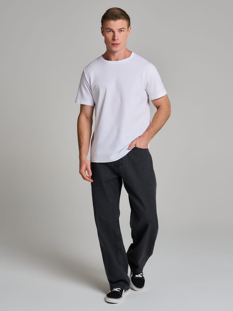 Джинсы багги широкие с вареный эффектом