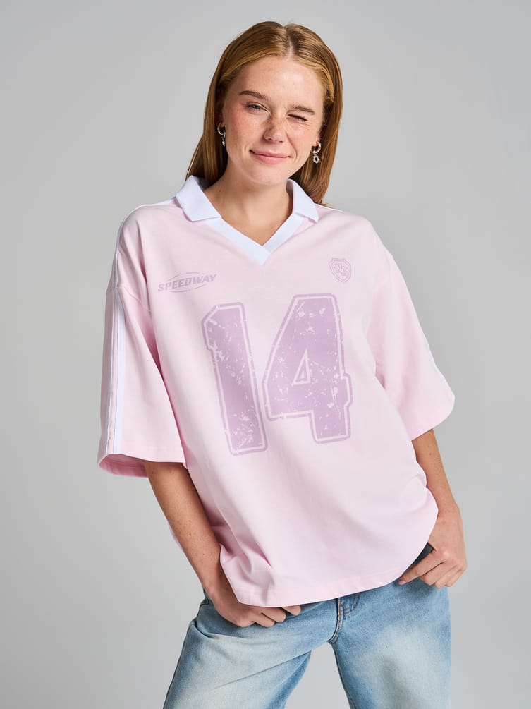 Футболка-поло оверсайз с надписью