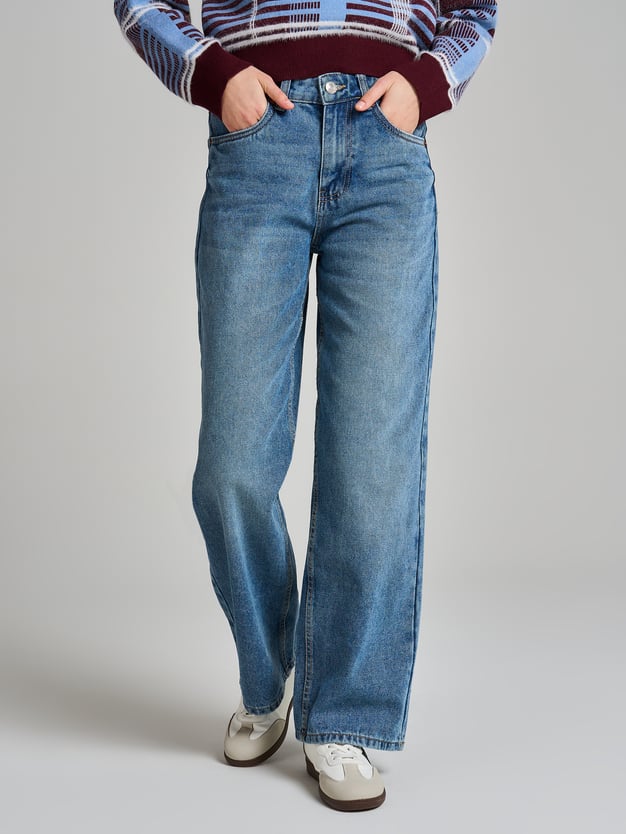 Джинсы багги с винтажной стиркой