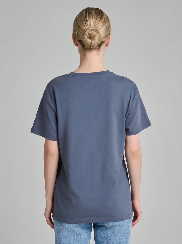 Футболка оверсайз с принтом и стразами