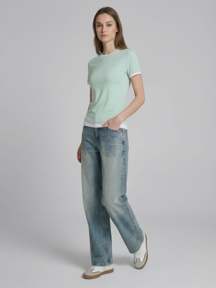 Футболка двойная приталенная