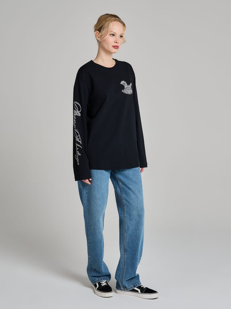 Лонгслив с принтом лошадки-качалки Russian Vibes