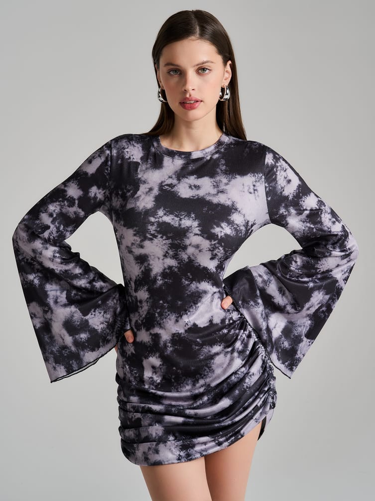 Платье лапша с завязками и драпировкой