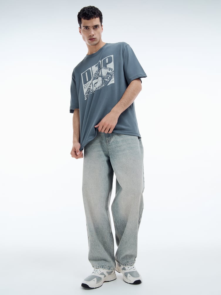 Футболка свободная с принтом