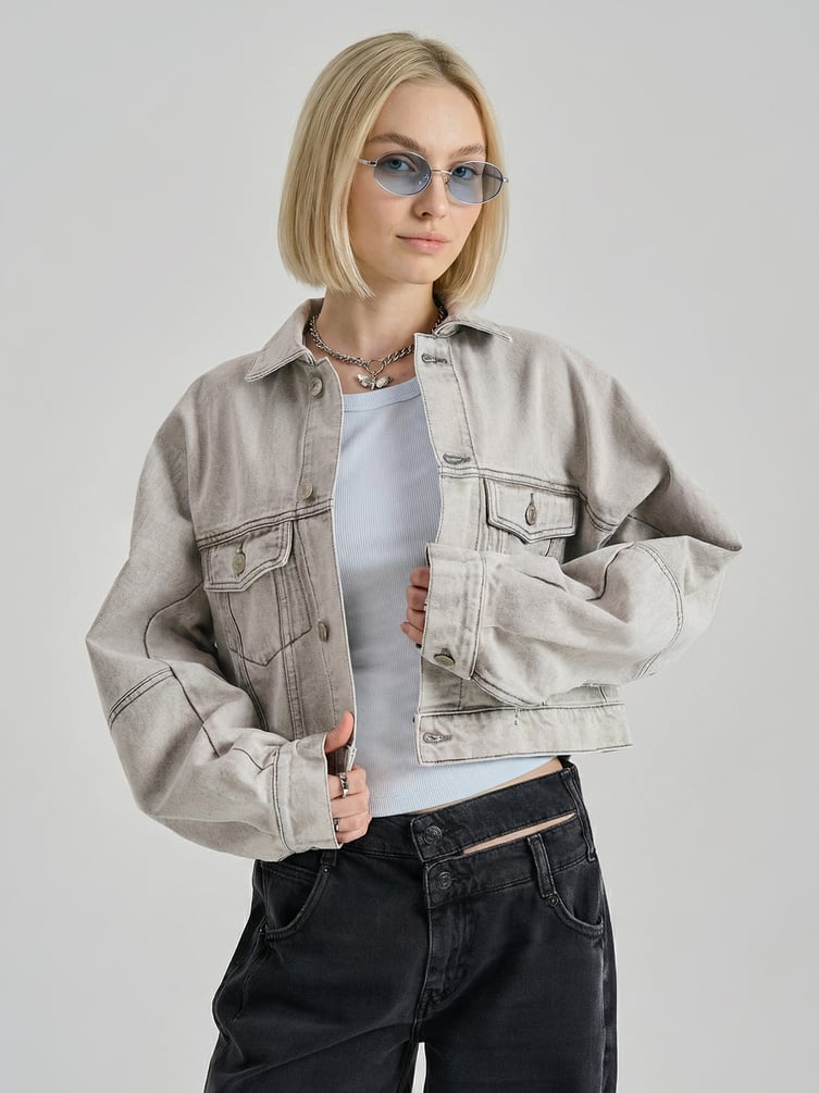 Куртка джинсовая оверсайз укороченная