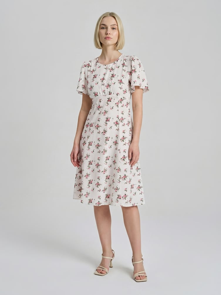 Миди платье крестьянка