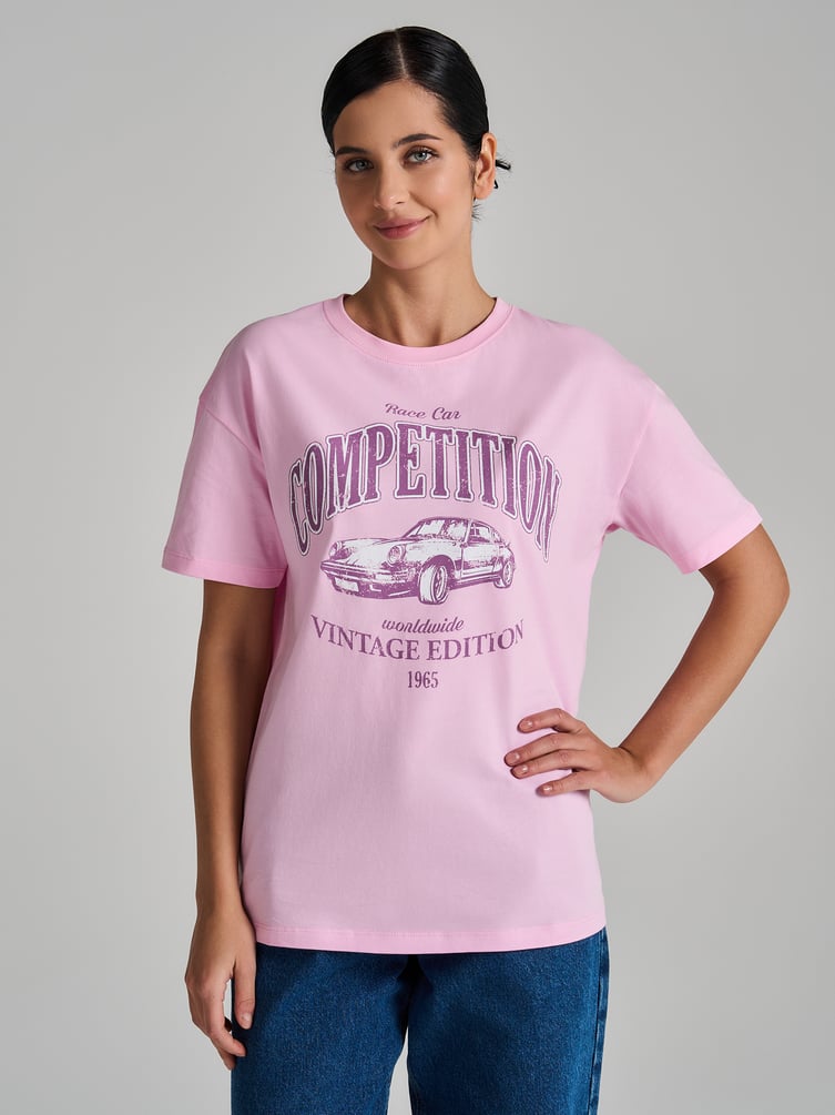 Футболка оверсайз с принтом ретро автомобиля