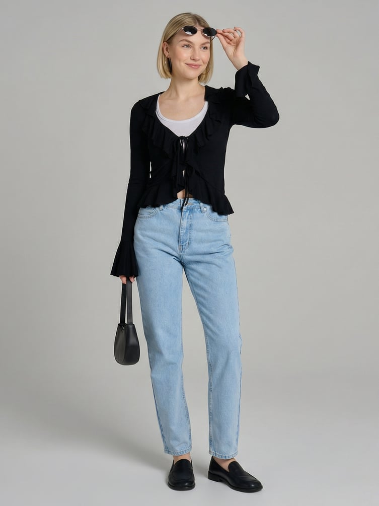 Кардиган на завязках с рюшами