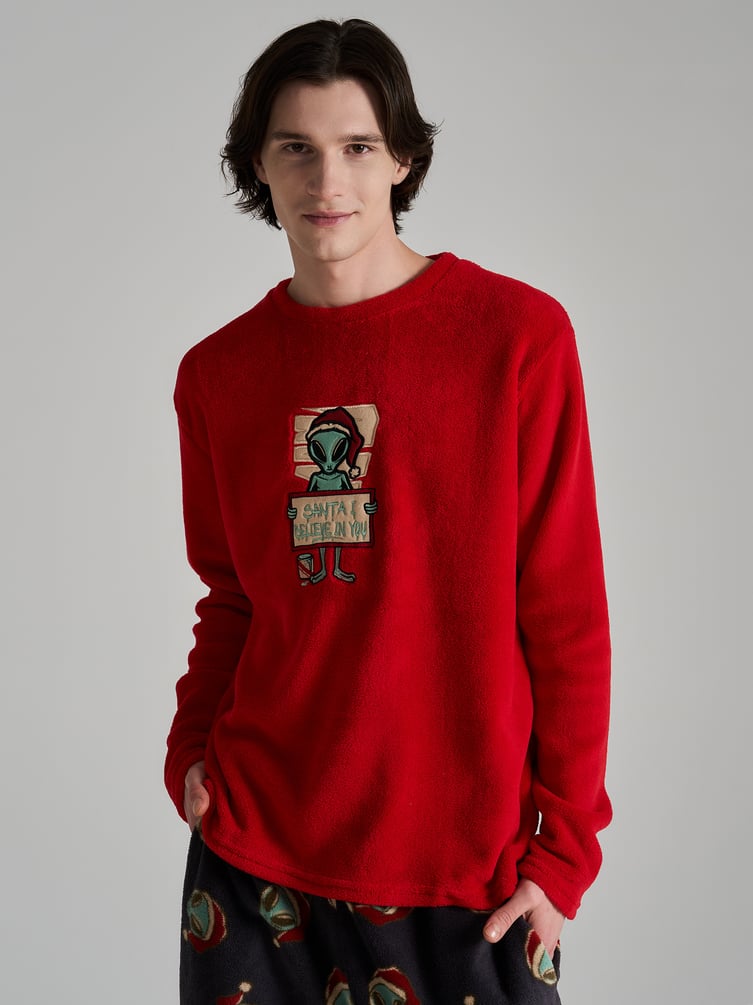 Новогодняя плюшевая пижама с вышивкой