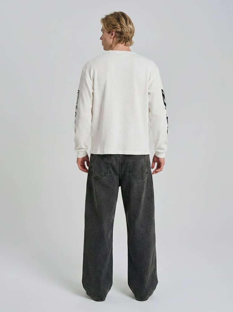 Джинсы широкие на резинке