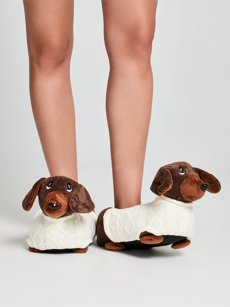 Плюшевые тапки игрушки в виде такс