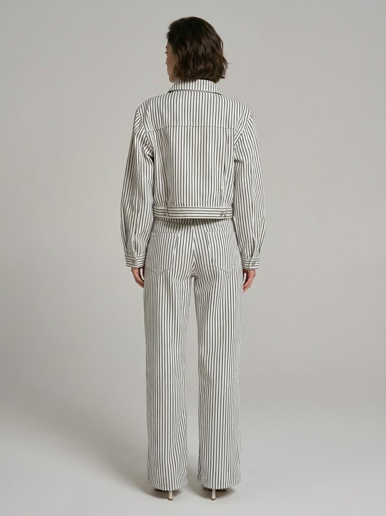 Джинсы широкие в полоску