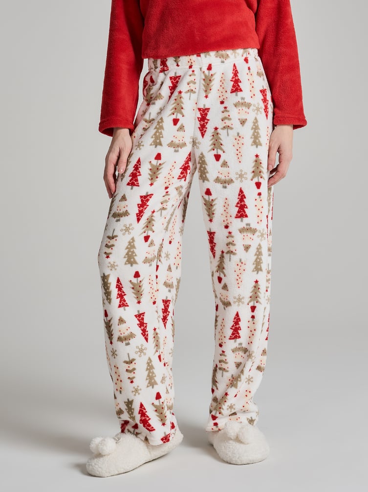 Пижама плюшевая новогодняя с брюками
