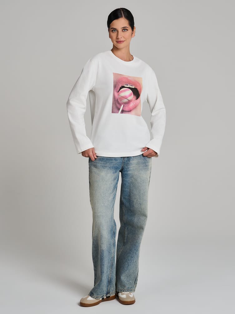 Лонгслив оверсайз с принтом