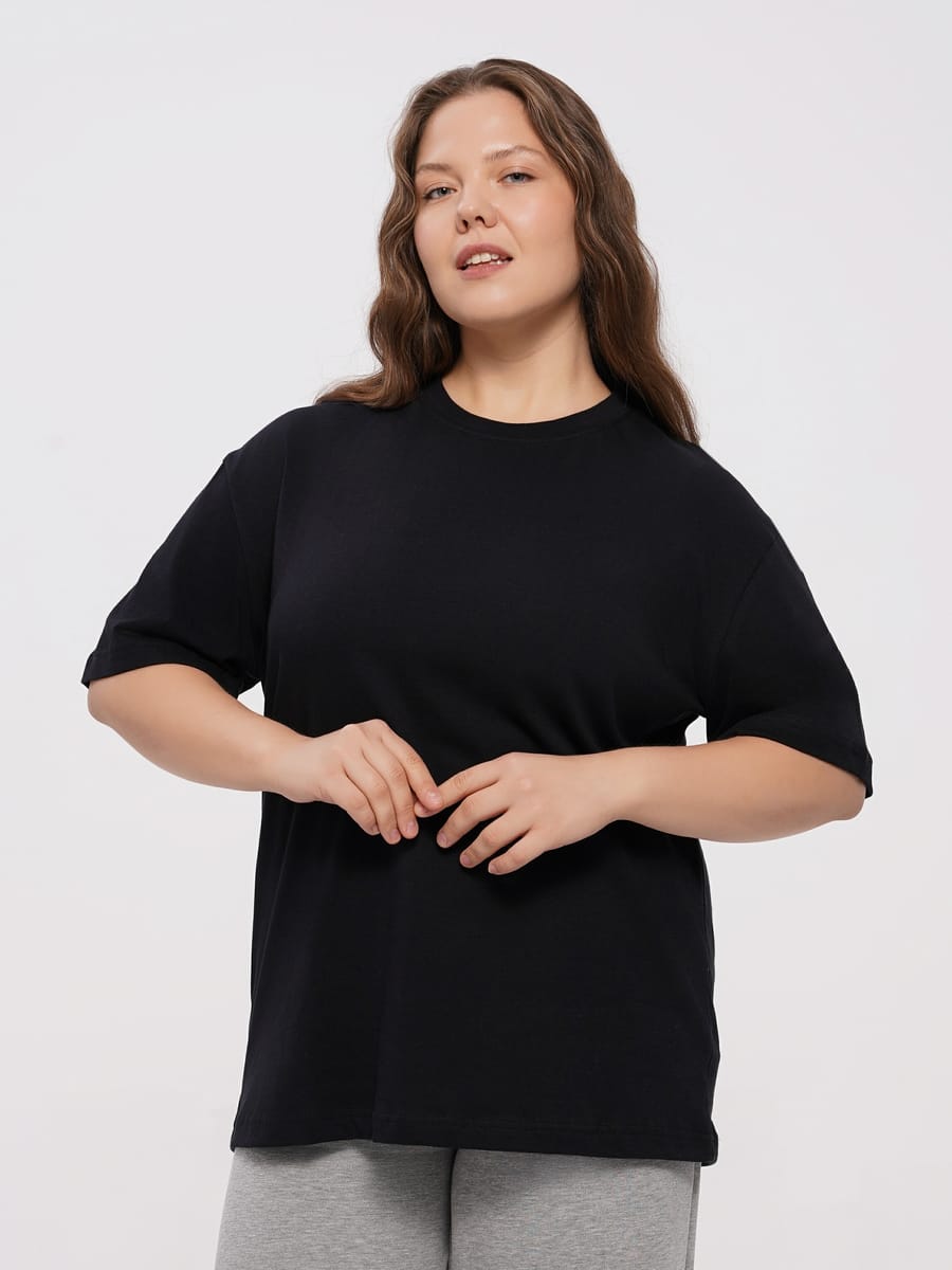 Хлопковая футболка Plus size с коротким рукавом