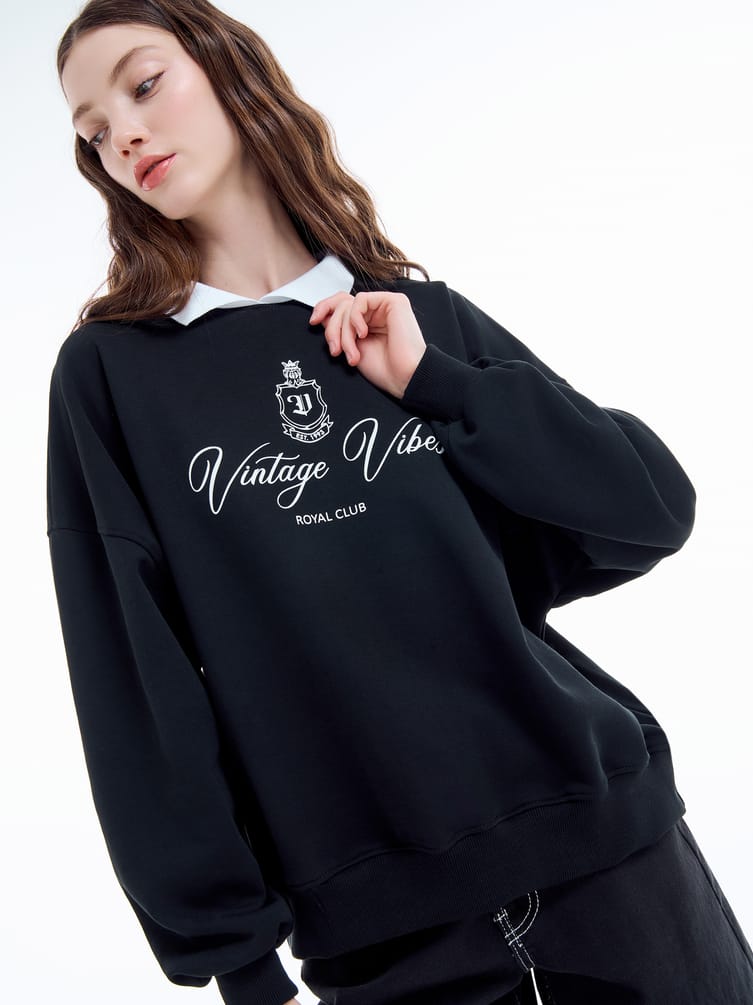 Свитшот-поло с надписью Vintage Vibes