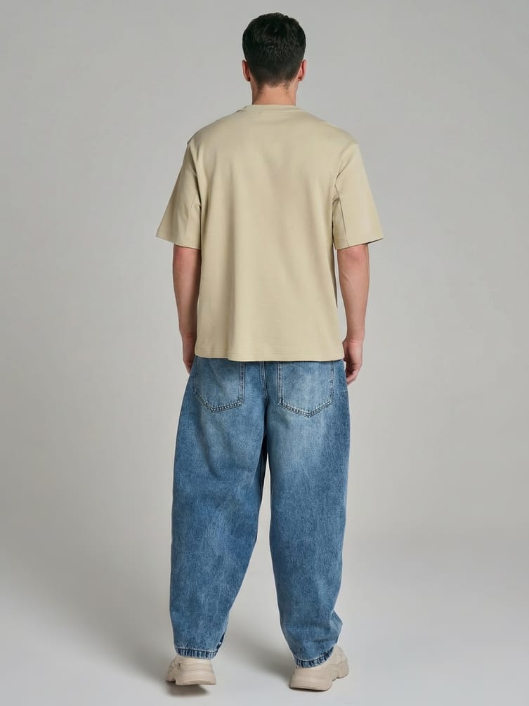 Джинсы багги с вареным эффектом