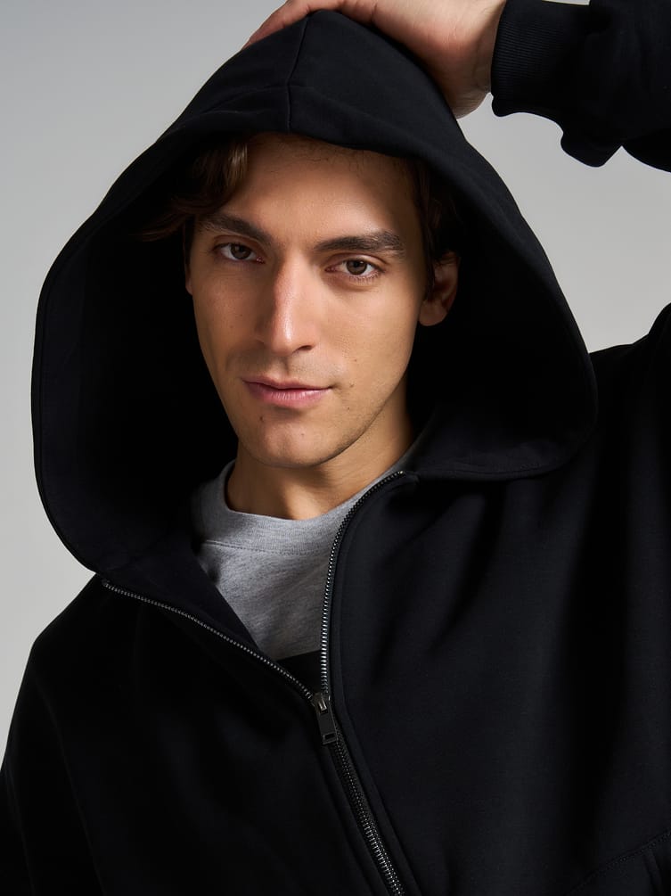 Зип худи оверсайз тёплая с начёсом