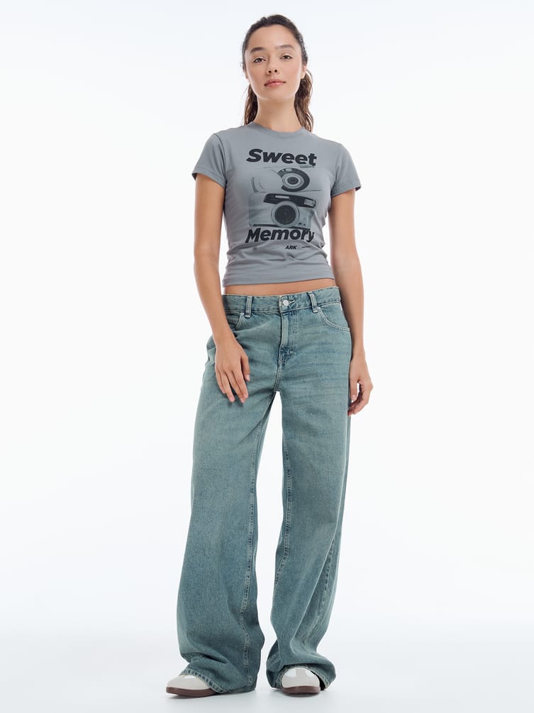 Джинсы багги с вареным эффектом