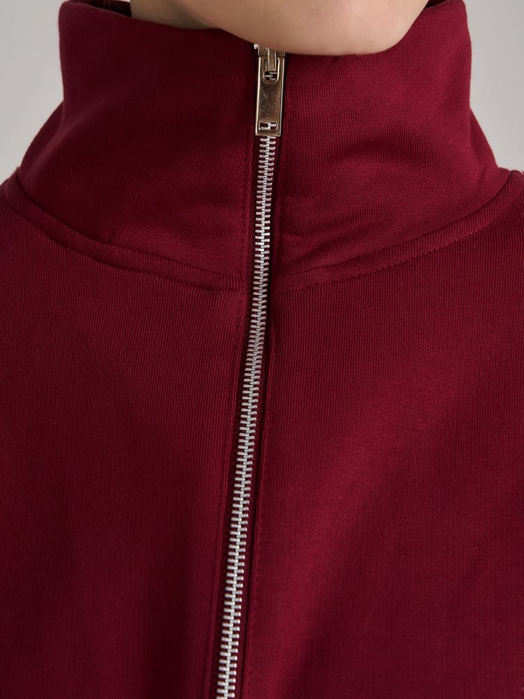 Теплая толстовка оверсайз с полузамком и начесом