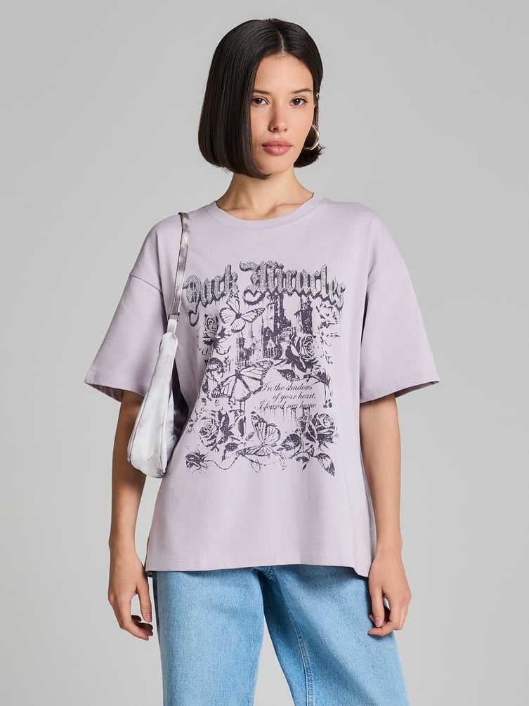 Хлопковая футболка с принтом цветов