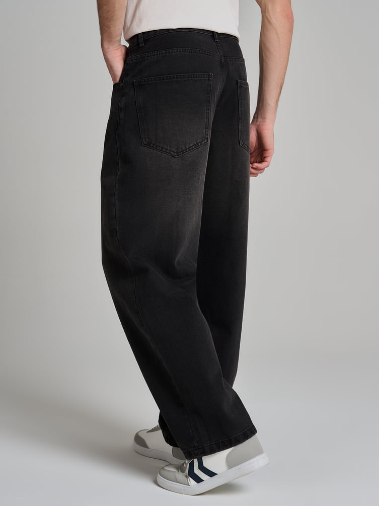 Джинсы багги широкие с вареный эффектом