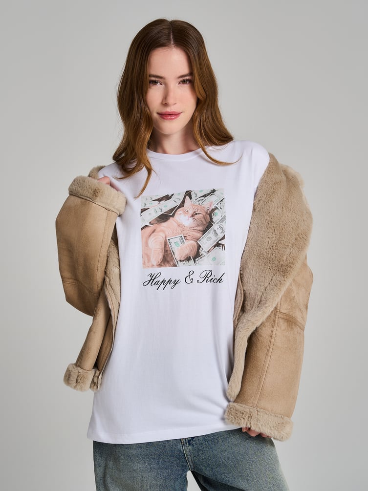 Футболка оверсайз с принтом кота