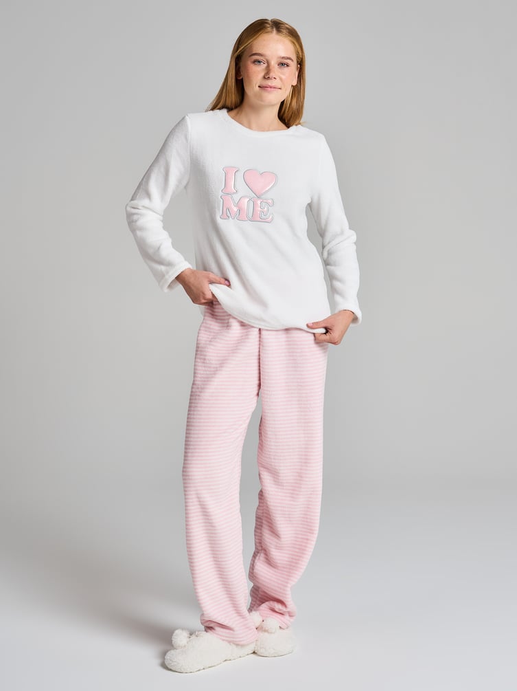 Пижама плюшевая с надписью и брюками