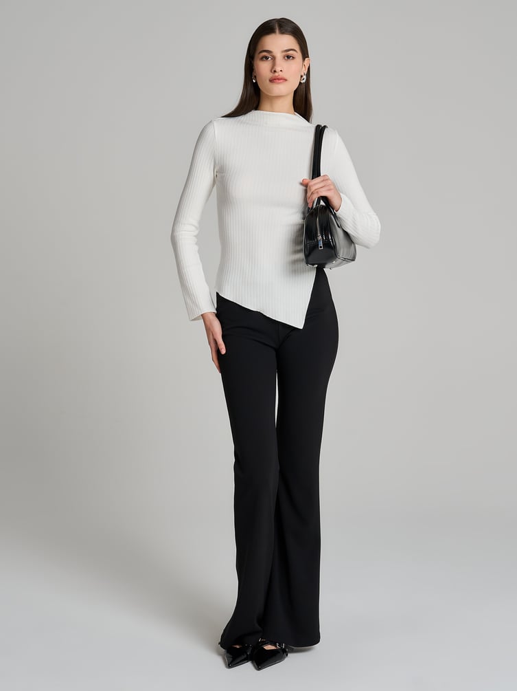 Лонгслив асимметричный в рубчик