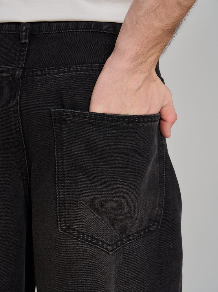 Джинсы багги широкие с вареный эффектом