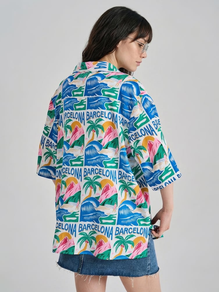 Рубашка гавайская с принтом