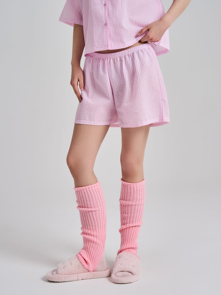 Пижама в клетку с рубашкой и шортами