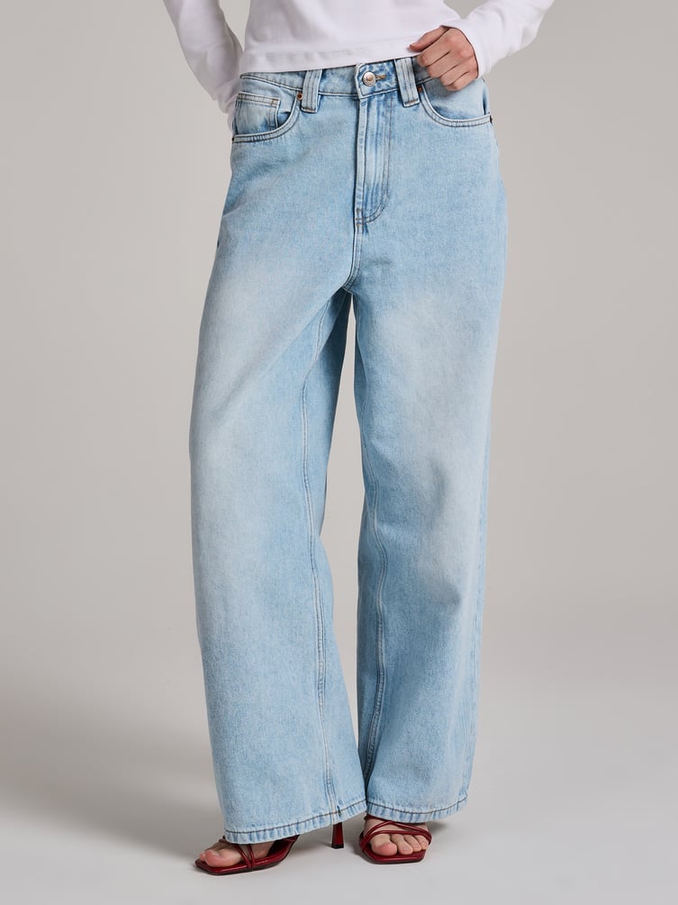 Джинсы багги широкие с вареным эффектом