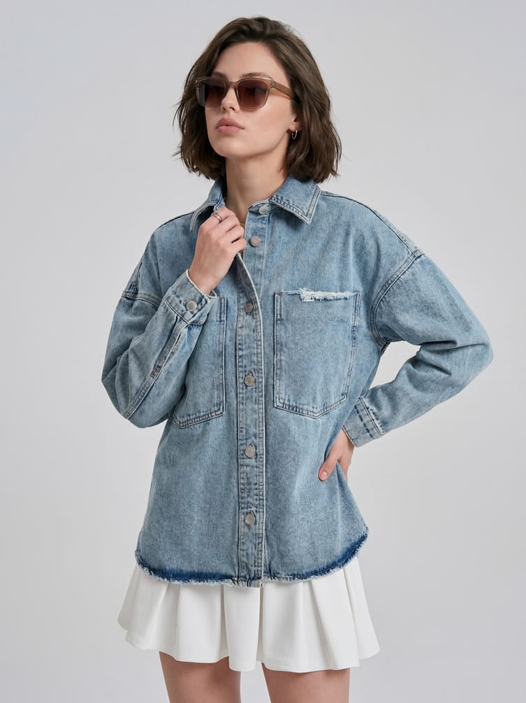 Джинсовая куртка оверсайз